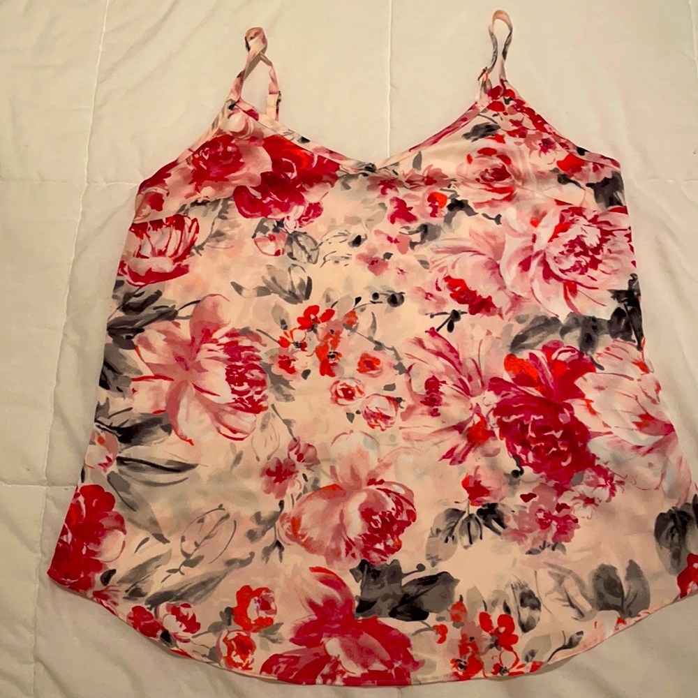Gently worn size 6 pink floral silky cami with adjustable straps